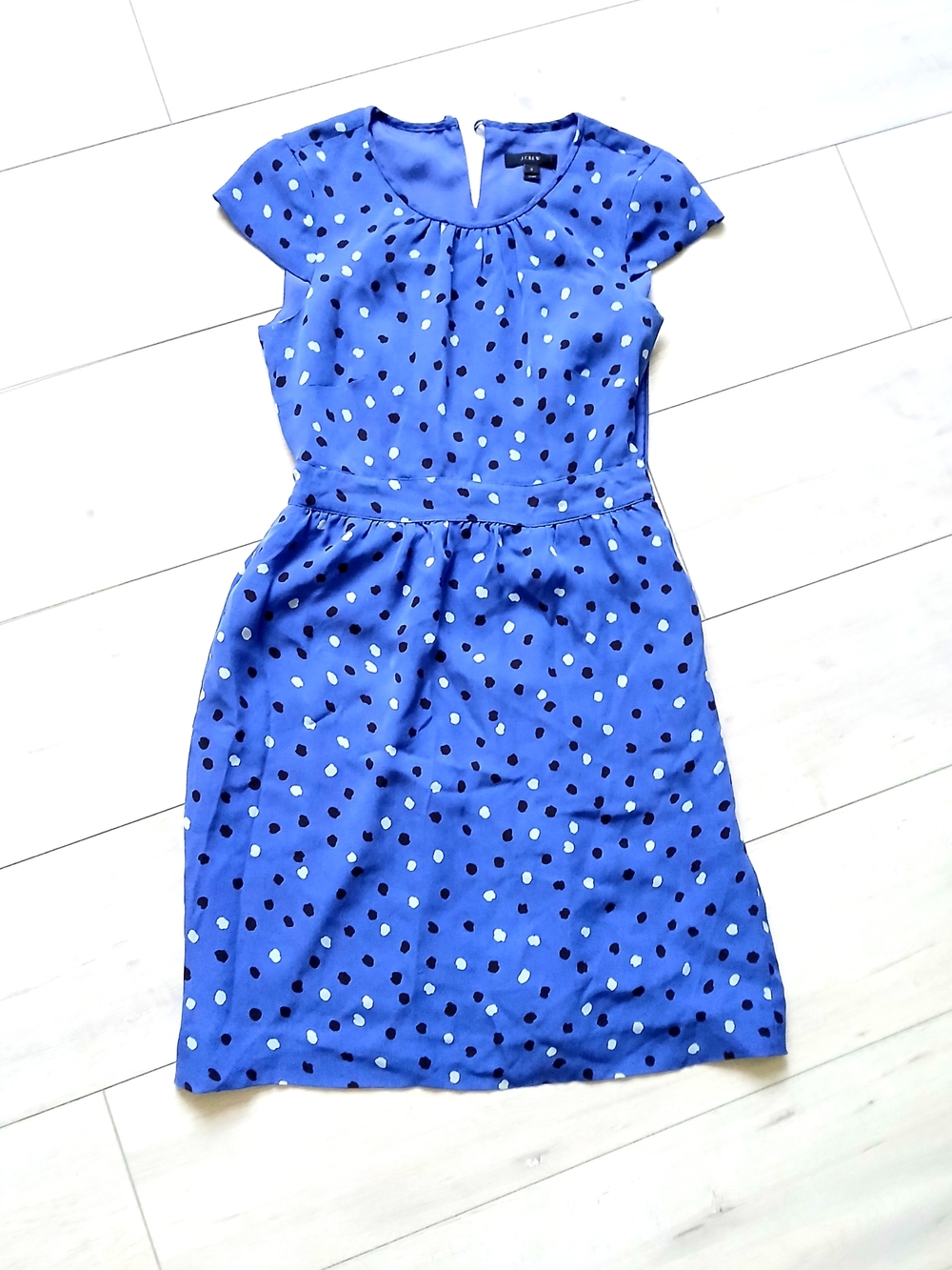 J. Crew Blue Polka Dot Midi Dress
